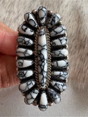 Native American White Buffalo Cluster Statement Ring